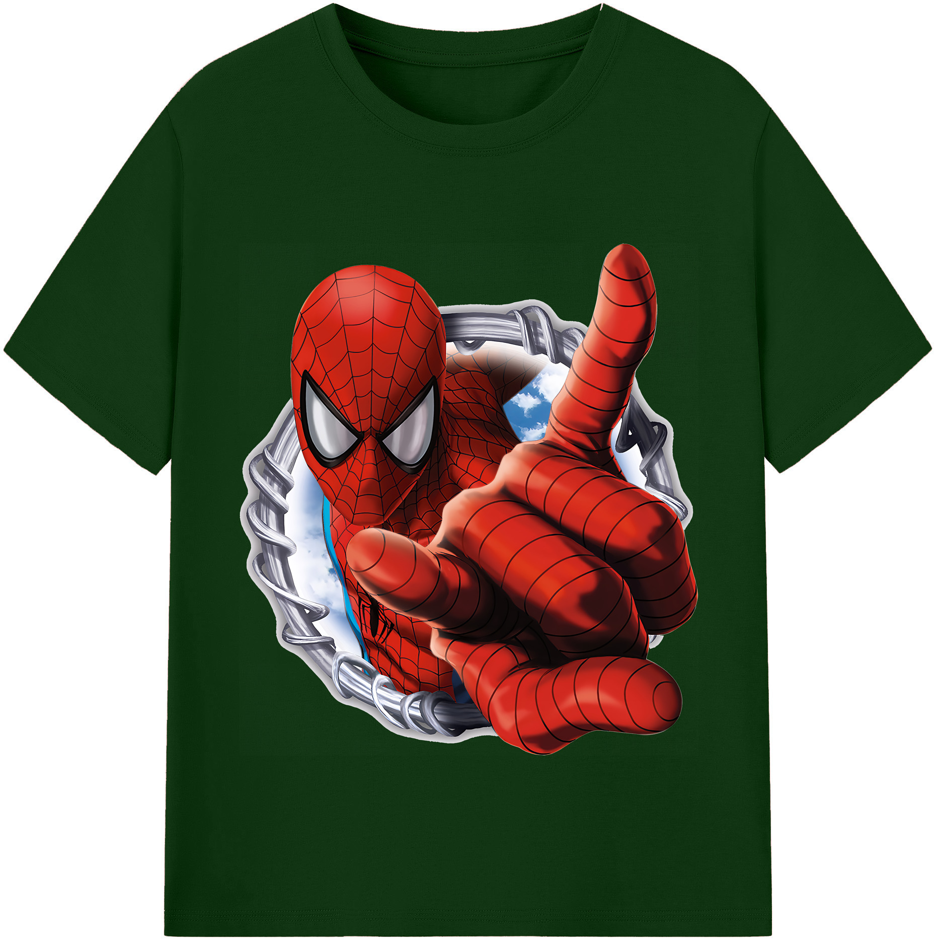 （画像用） Spider Man スパイダーマン 綿100％半袖Tシャツ（フロントプリント）